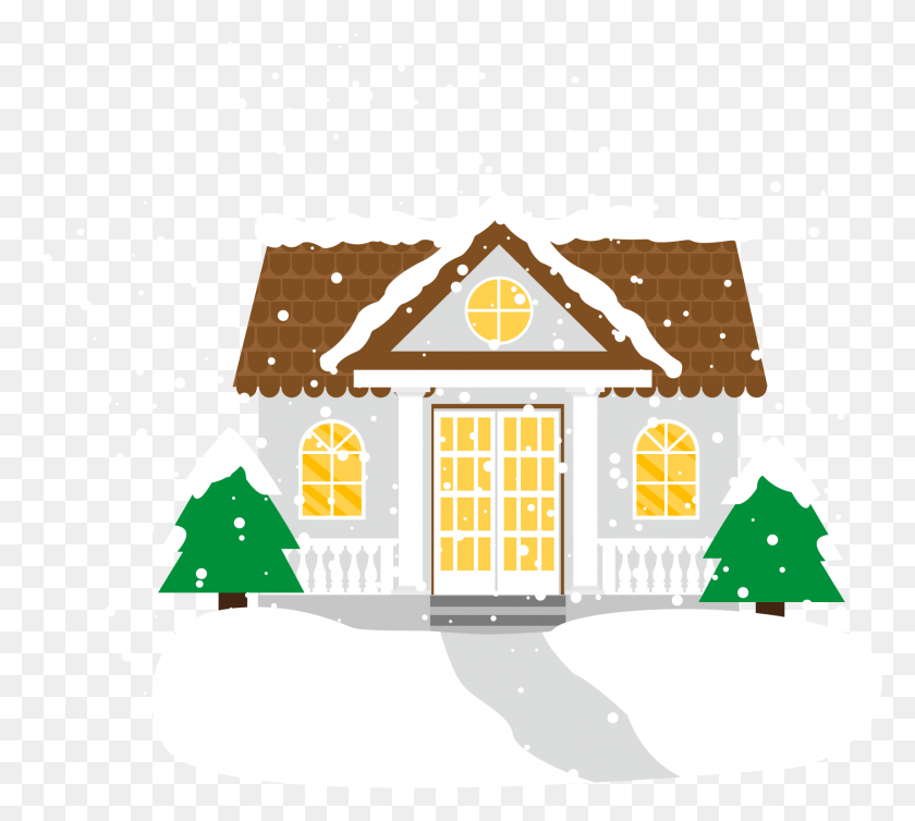 1713x1526 Winter Snow Trees And Vector Image Illustration, Housing, Building, House Descargar Hd Png