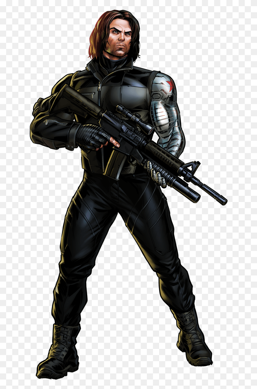 650x1211 Winter Soldier Puzzlequest By Cptcommunist Marvel Avengers Alliance Winter Soldier, Person, Human, Gun HD PNG Download