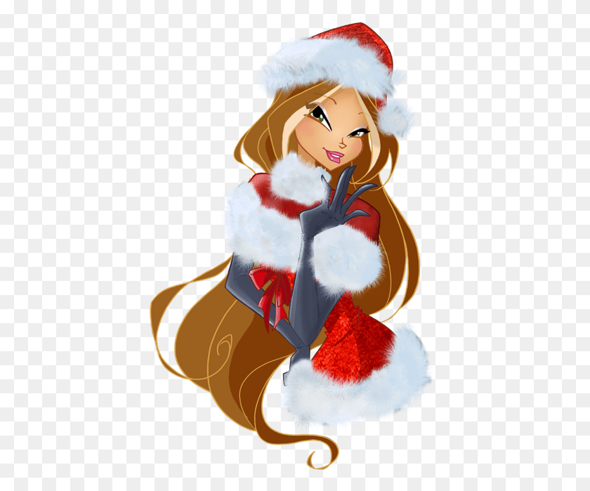 416x639 Winx Christmas Artworks Winxclub Http Winx Christmas Flora, Clothing, Apparel HD PNG Download