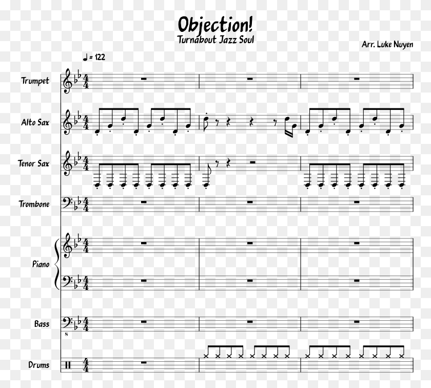 773x695 Wip Turnabout Jazz Soul Phoenix Wright Objection Trumpet Solo Sheet Music, Gray, World Of Warcraft HD PNG Download