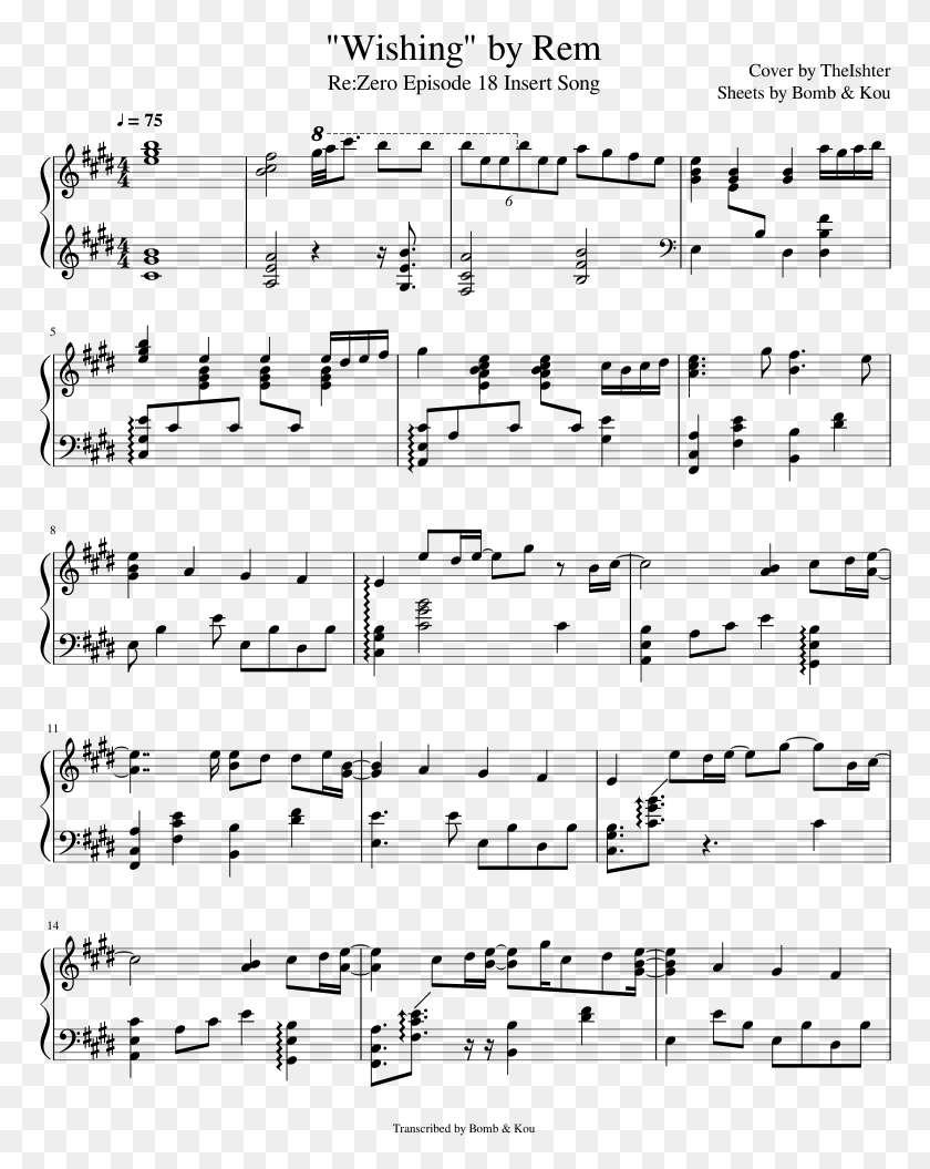 770x995 Wishing By Rem Sheet Music Composed By Cover By Theishter Chrono Trigger Peaceful Days Sheet Music, Gray, World Of Warcraft HD PNG Download