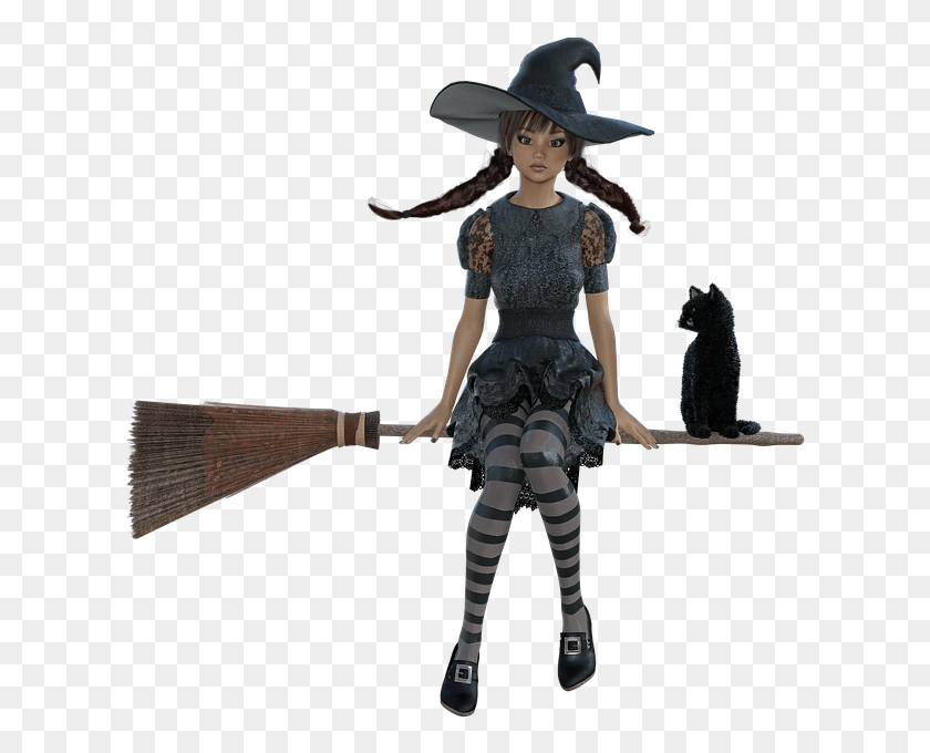 618x620 Witch Broom Costume Hat, Clothing, Apparel, Person HD PNG Download