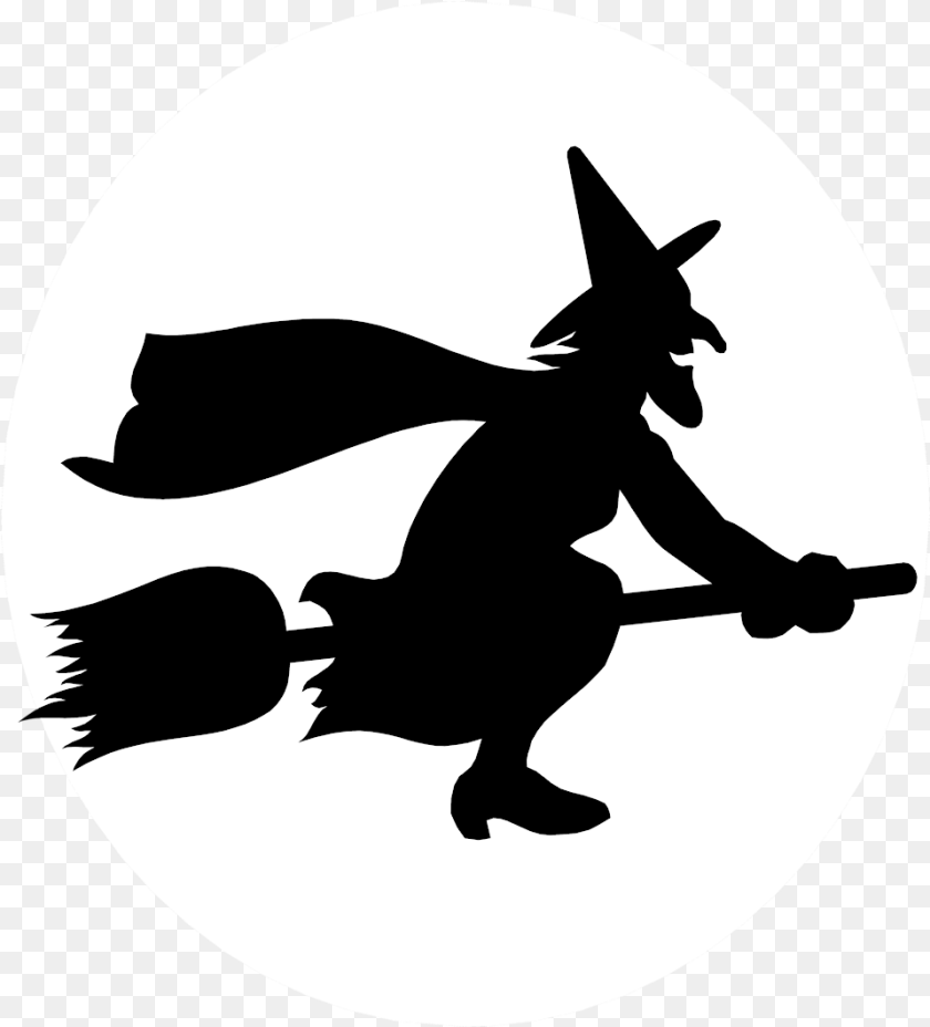 959x1059 Witch Stock Photo Illustration Witch On A Broomstick, Silhouette, Stencil, Animal, Fish PNG