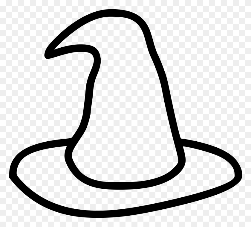 981x878 Witch Hat Wizard Magic Comments Black And White Witch Hat Clipart, Clothing, Apparel, Hat HD PNG Download