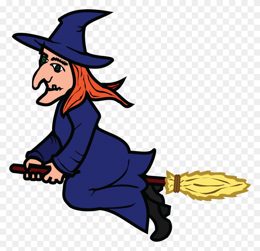 4000x3862 Witch On A Broomstick Clipart Free Clip Art Witch, Clothing, Apparel, Hat HD PNG Download
