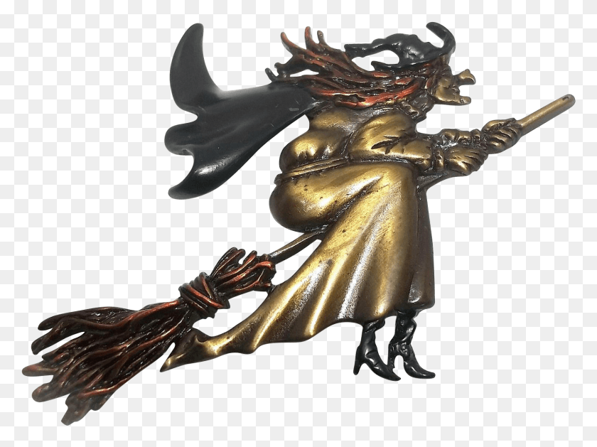 1481x1082 Witch On Broom Bronze Sculpture, Figurine HD PNG Download
