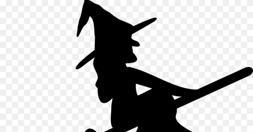 Witch Silhouette Pattern, Gray Sticker PNG