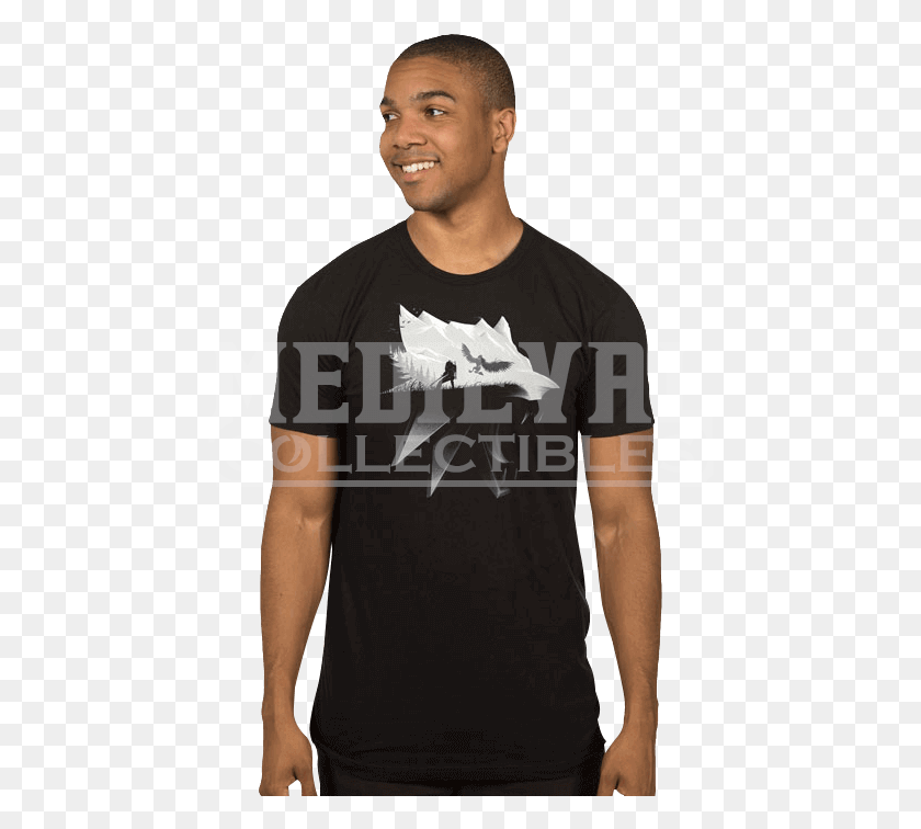 462x696 Witcher 3 Wolf Silhouette Mens T Shirt Active Shirt, Clothing, Apparel, Person HD PNG Download