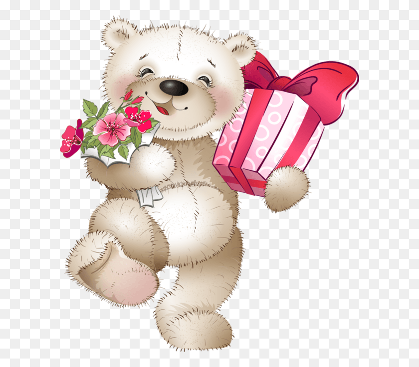 600x677 With A Giftpng Image Transp Birthday Teddy Bear, Toy, Snowman, Winter HD PNG Download