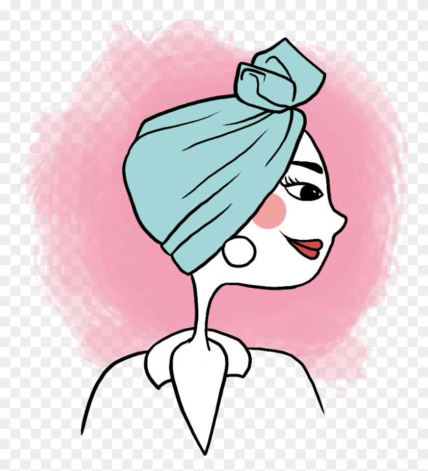 817x904 With A Head Wrap Drawing, Clothing, Apparel, Bonnet HD PNG Download