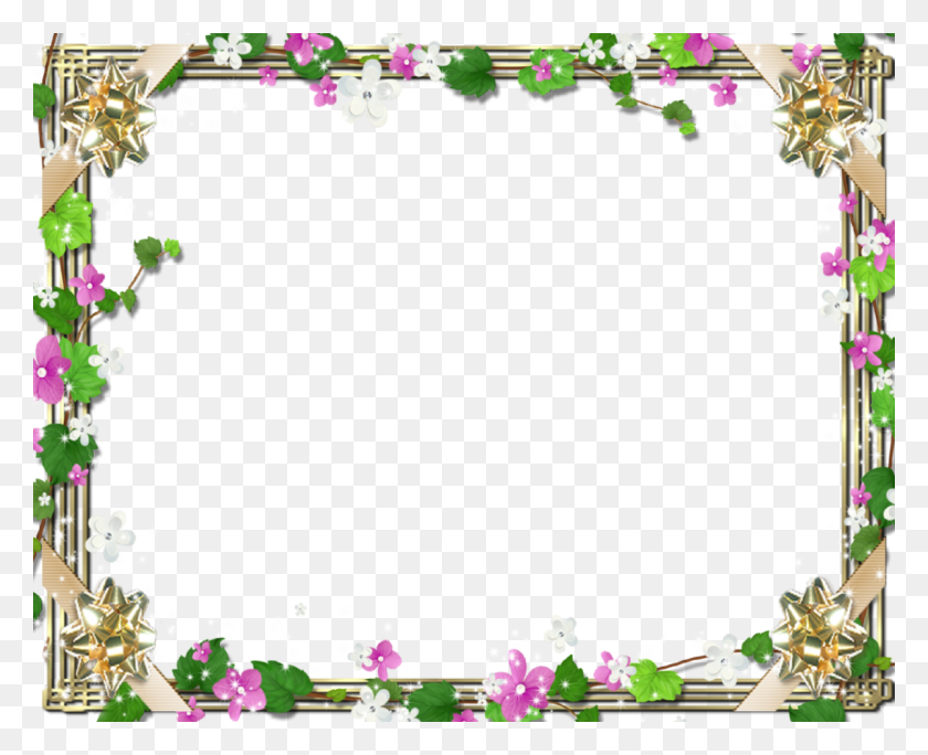 1200x960 Descargar Png Con Flores Lindas Y Marcos De Enredadera Verde Marco Verde Flor, Gráficos, Diseño Floral Hd Png