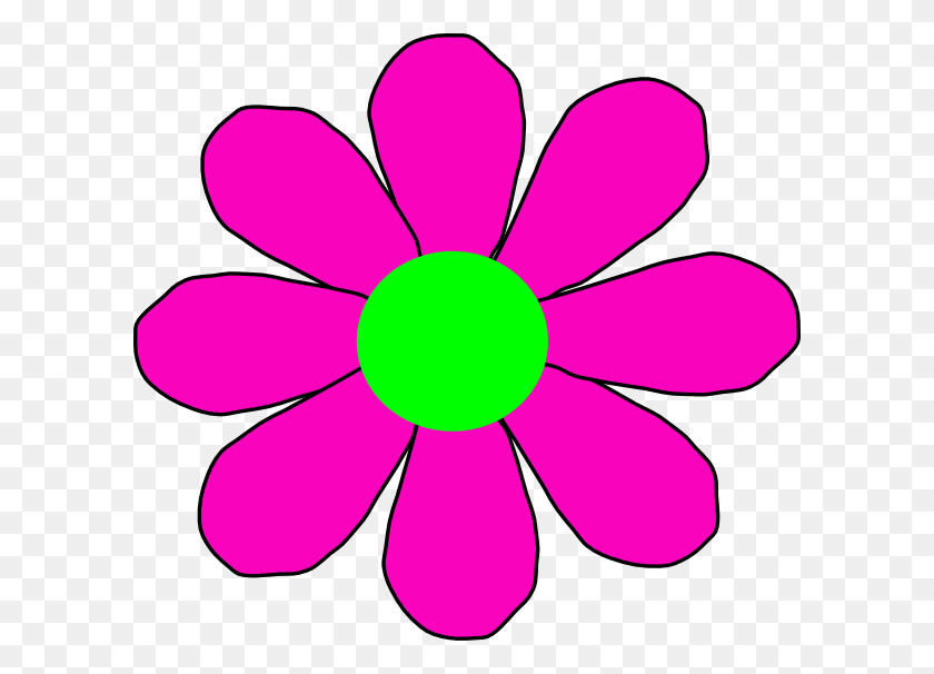 600x546 With Green Daisy Pink And Green Flower Clipart, Petal, Plant, Blossom HD PNG Download
