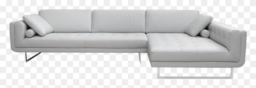 1190x350 With Its Light Gray Leather Upholstery And Sleek Styling Sofa Bed, Furniture, Couch, Cushion HD PNG Download