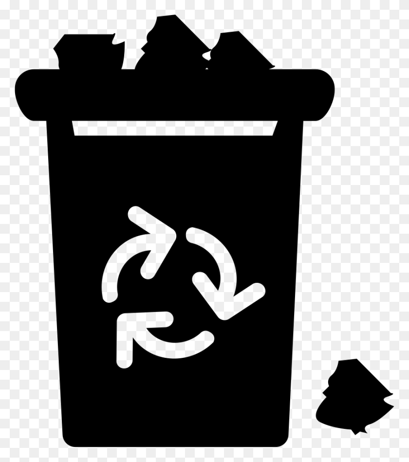 860x981 With Recycle Sign Trash Svg Icon Icon Garbage, Stencil, Symbol, Recycling Symbol HD PNG Download