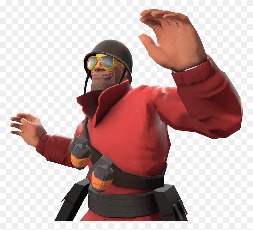776x703 With Weapons With All The Positive Attributes Tf2 Soldier Summer Shades, Person, Human, Sunglasses HD PNG Download