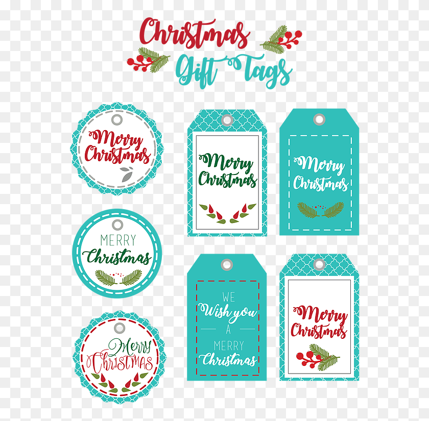 573x765 With You These Cute Christmas Gift Tags Illustration, Label, Text, Plant HD PNG Download