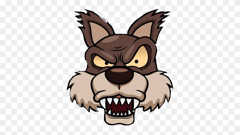 378x412 Descargar Png Wolf Dog Animal Mask Personaje Divertido De Dibujos Animados Big Bad Wolf Face Clipart, Mamífero, La Vida Silvestre, Dientes Hd Png