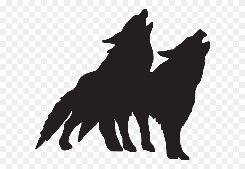 600x518 Wolf Pack Silhouette, Stencil, Dog HD PNG Download