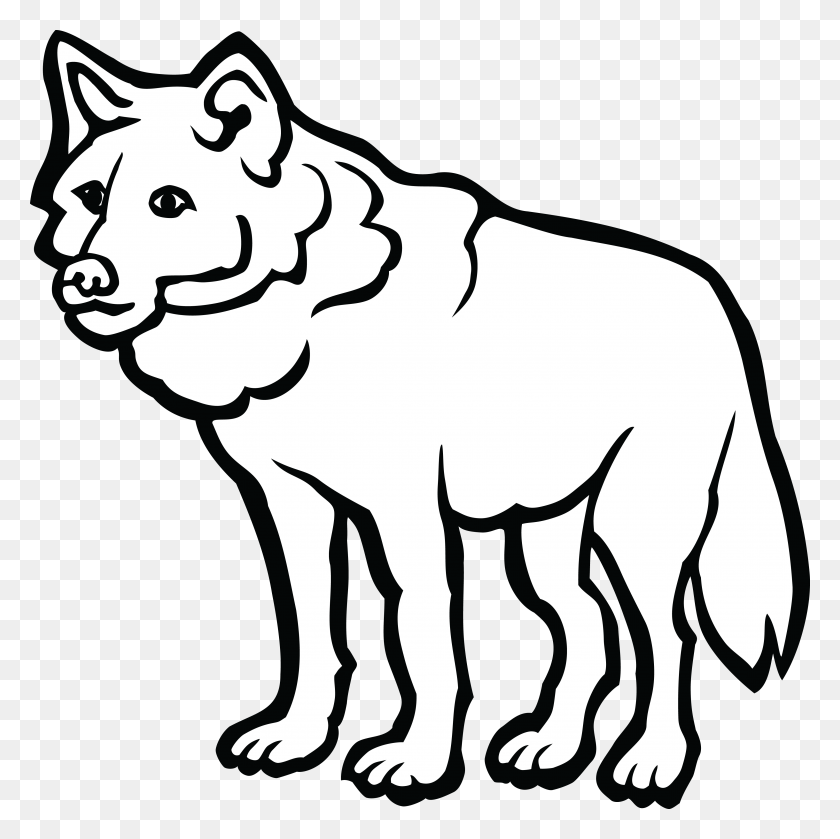 4000x3998 Wolf Transparent Stock Black And White Huge Clip Art Black And White Wolf, Stencil, Mammal, Animal HD PNG Download