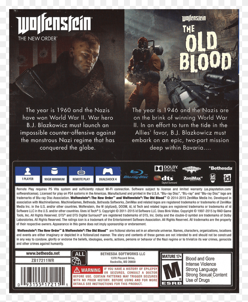 809x1001 Wolfenstein El Nuevo Orden Y La Vieja Sangre De Espalda Wolfenstein, Persona, Humano, Call Of Duty Hd Png