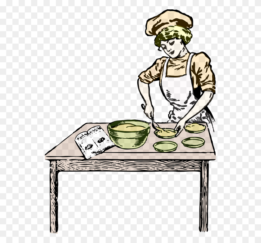 551x720 Woman Baking Bakery Cooking Kitchen Food Girl Baker Clipart Black And White, Bowl, Person, Human HD PNG Download