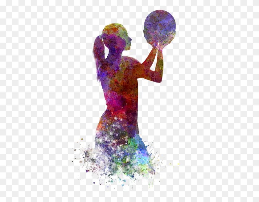 387x596 Женщина-Баскетболист Молодая Женщина-Баскетболист 03 В Акварели, Танцевальная Поза, Досуг, Исполнитель Png Скачать