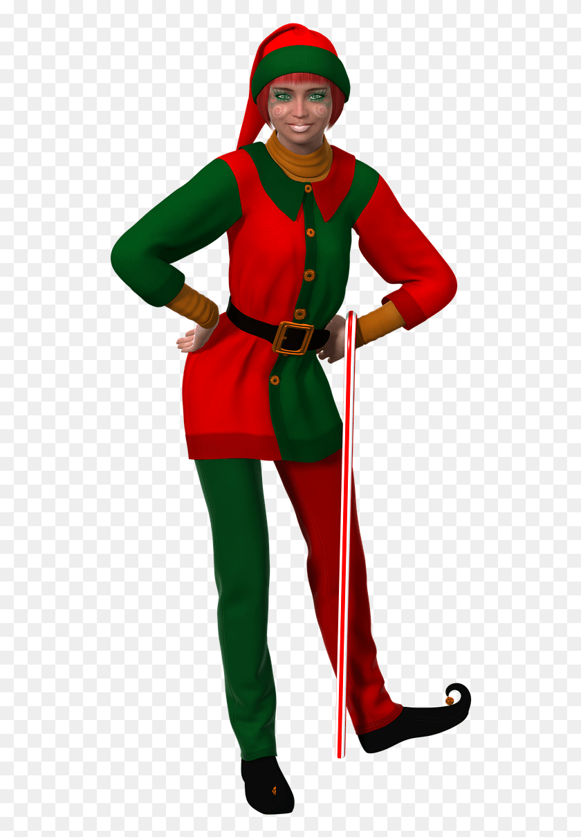 528x1149 Woman Christmas Christmas Elf Fantasy Female Fig Female Christmas Elf, Costume, Performer, Person HD PNG Download