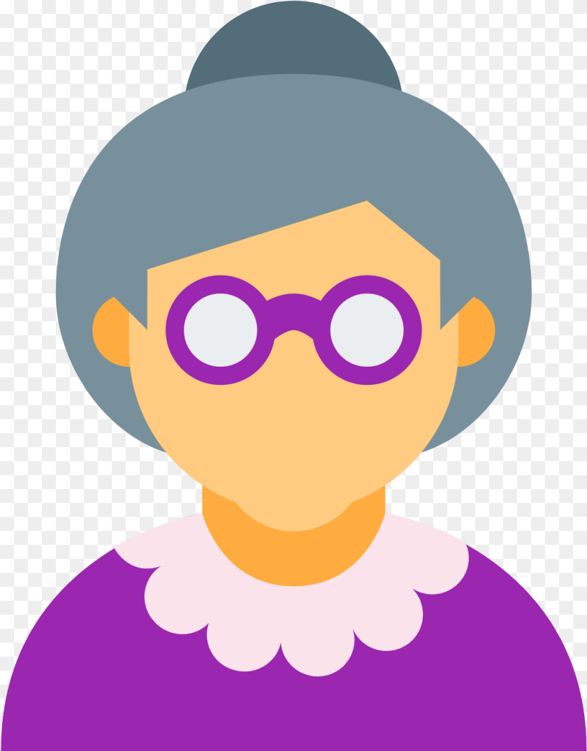 1069x1368 Woman Computer Old Age Icons Free Photo Clipart Old Woman Icon, Purple, Clothing, Hat, Accessories Sticker PNG