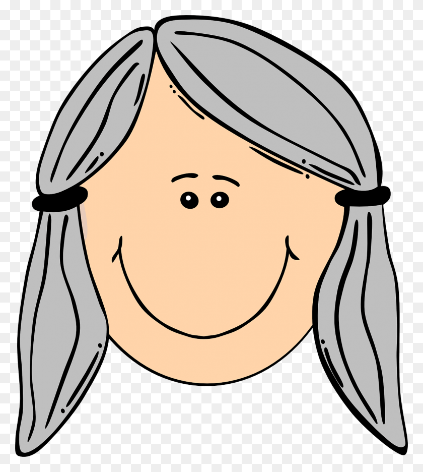 1139x1280 Woman Face Old Hair Gray Smile Image Cartoon Girl Face, Label HD PNG Download