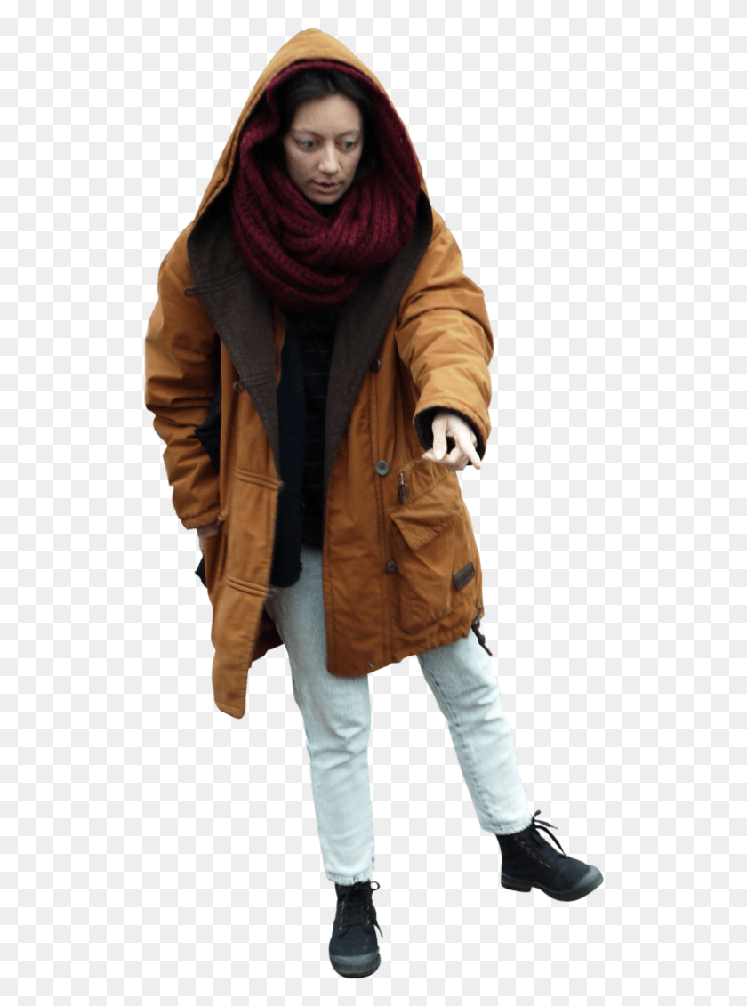 518x1071 Woman Girl Pointing Freetoedit Girl, Clothing, Apparel, Coat HD PNG Download