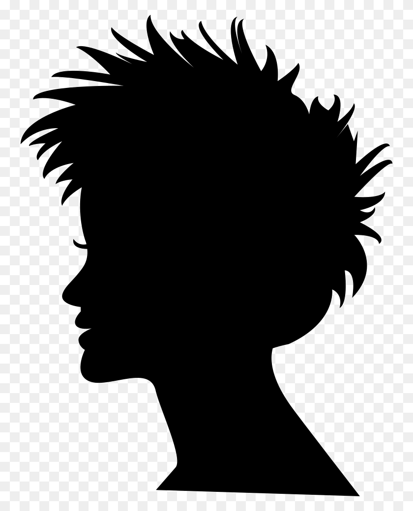 758x980 Woman Head With Short Hair Silhouette Comments Silhueta Feminina Hair, Stencil, Person HD PNG Download