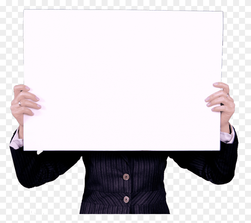 976x861 Woman Holding Sign With Transparent Background Free Information Board, White Board, Clothing, Apparel HD PNG Download
