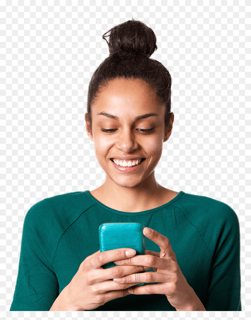 859x1112 Woman Holding Smartphone Girl, Person, Human, Phone HD PNG Download