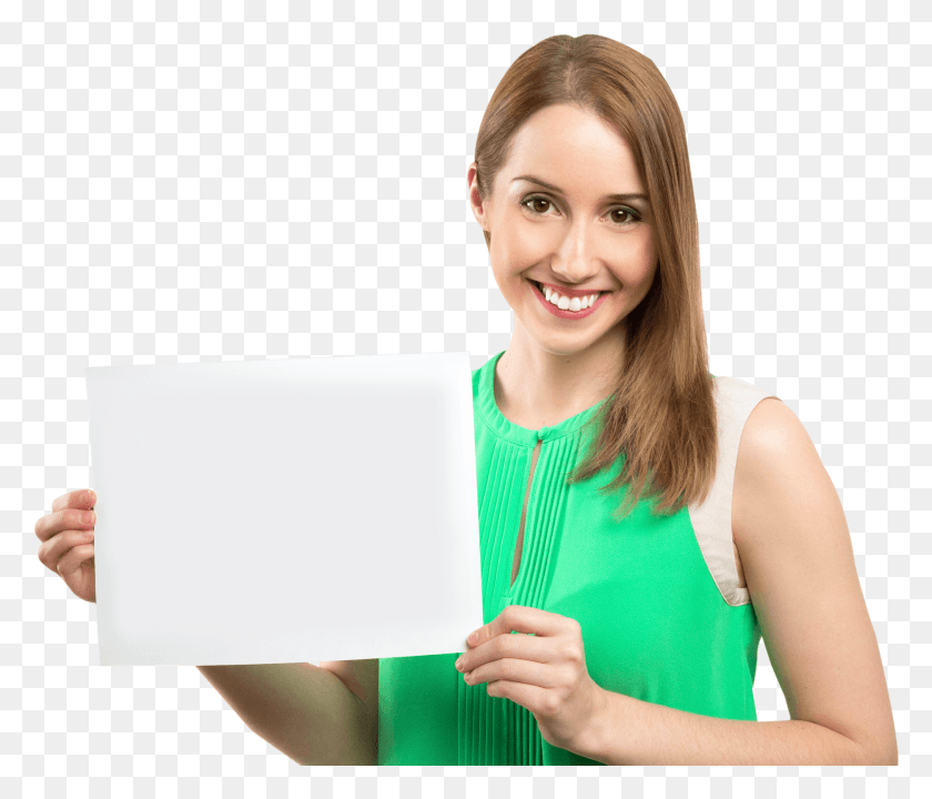 2028x1716 Woman Holding White Baneer Image Woman Holding Banner, Female, Person, Human HD PNG Download