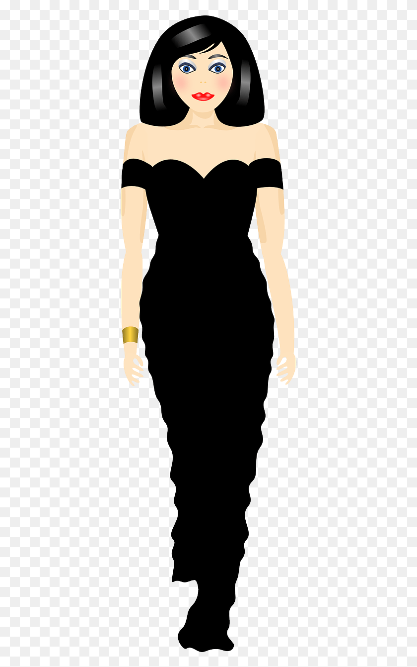 359x1281 Woman Model Beautiful Black Image Woman In Black Dress Character, Hand, Person, Human HD PNG Download