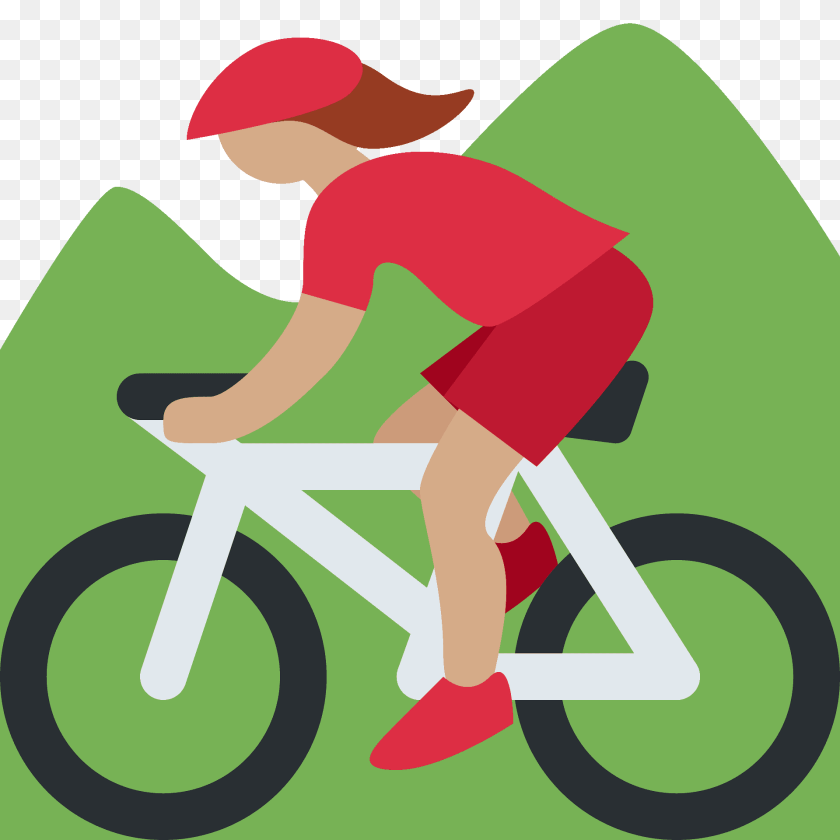 1920x1920 Woman Mountain Biking Emoji Clipart, Bicycle, Person, Transportation, Vehicle Sticker PNG