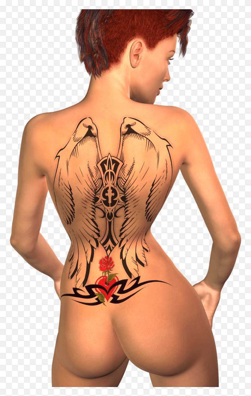 790x1281 Woman Move Naked Tattoo Person Image Tatto Gambar Wanita Tekanjang, Skin, Human, Back HD PNG Download