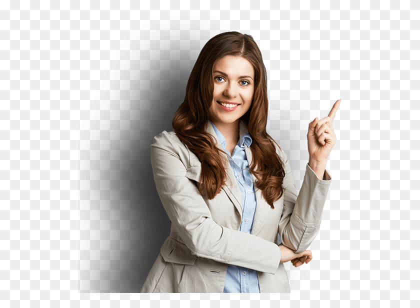 530x556 Woman Pointing Right Canon Printer Support Banner, Clothing, Apparel, Sleeve HD PNG Download