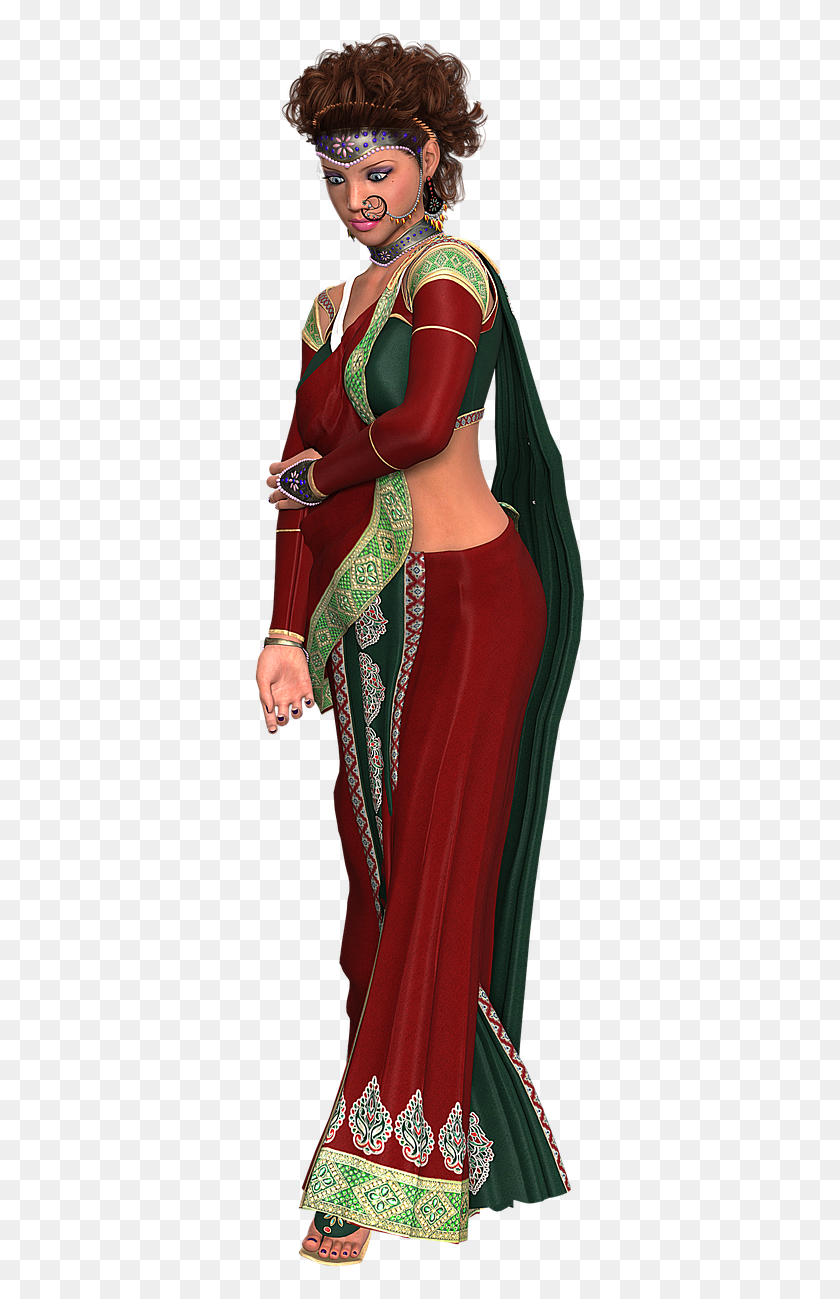 335x1239 Descargar Png / Sari De La Mujer India Png