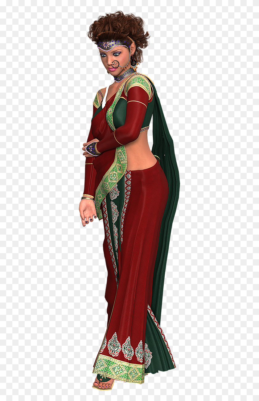 335x1239 Woman Sari Indian Woman Formal Wear, Clothing, Apparel, Costume HD PNG Download