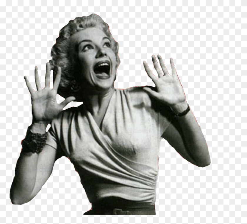 852x769 Woman Scream Horror Classic Movie Woman Screaming, Person, Human, Hand HD PNG Download