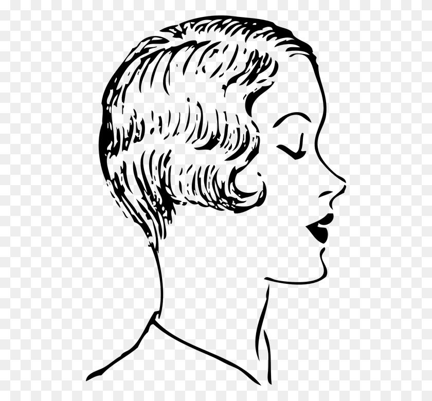 506x720 Woman Side Profile Face Head Eyes Closed Cut Hair Clip Art Black And White, Gray, World Of Warcraft HD PNG Download