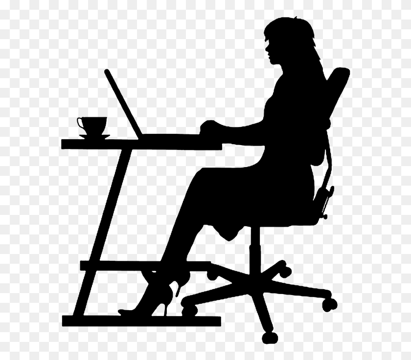 596x677 Woman Sitting At Desk Makar Sankranti Wishes To Boss, Gray, World Of Warcraft HD PNG Download