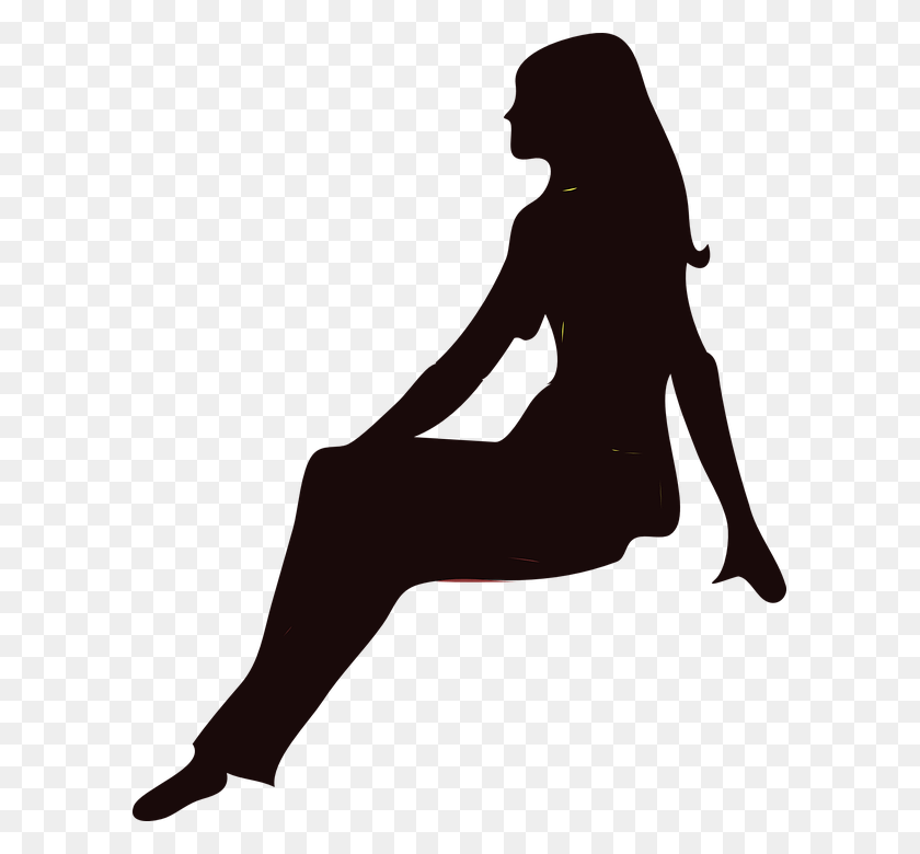 597x720 Woman Sitting Silhouette Sitting People Silhouette, Person, Human, Kneeling HD PNG Download
