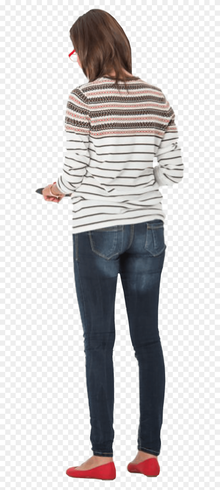 581x1811 Woman Standing Back Cardigan, Pants, Clothing, Apparel HD PNG Download
