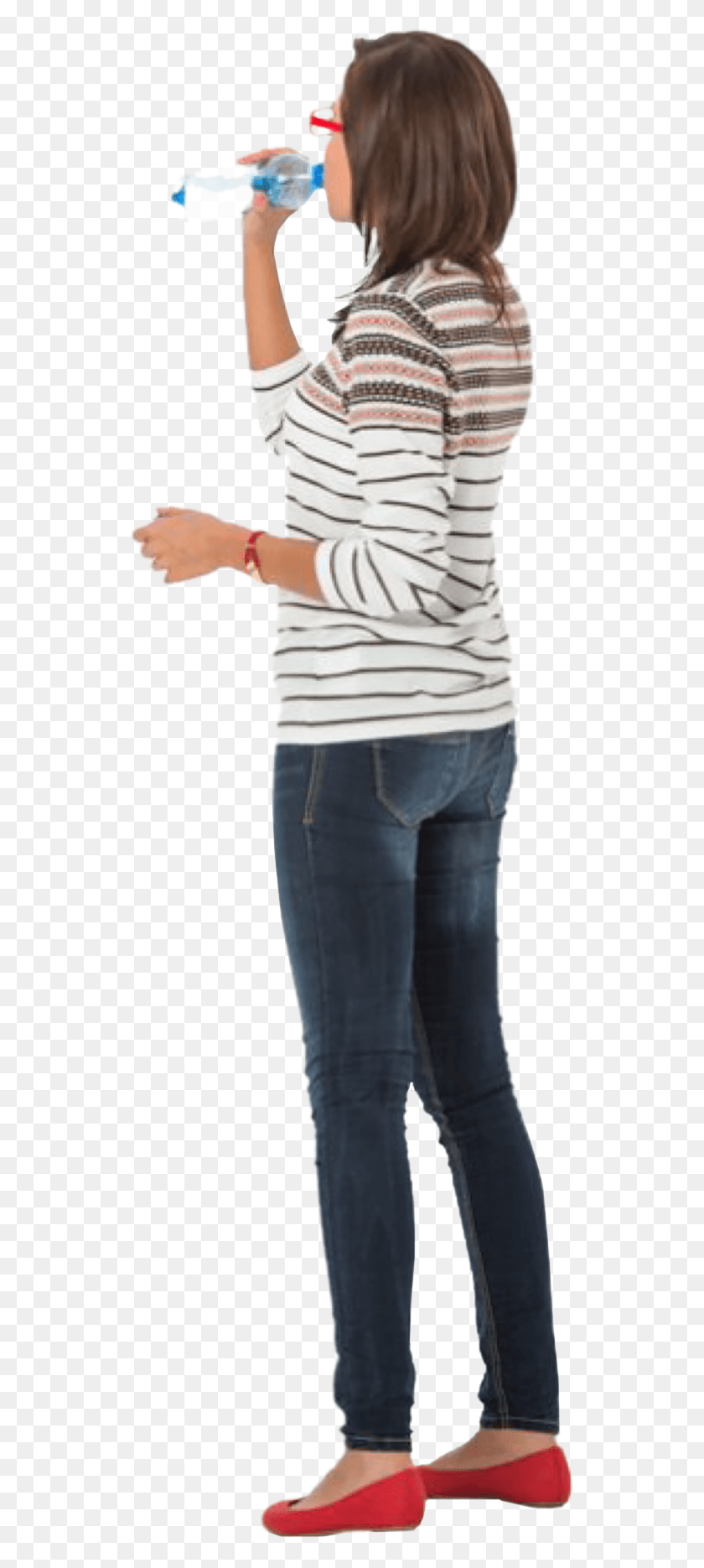 535x1810 Woman Standing Drinking People Cutout Cut Out People Girl, Pants, Clothing, Apparel HD PNG Download