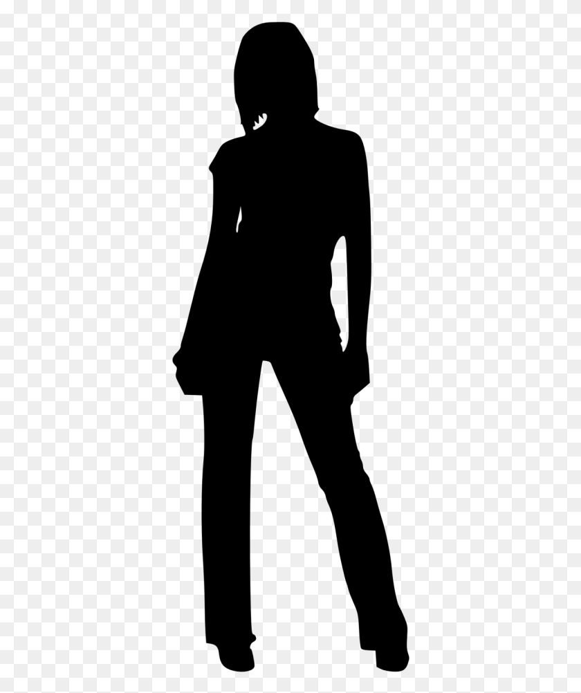 Woman Standing Silhouette Woman Silhouette Transparent Background, Gray ...