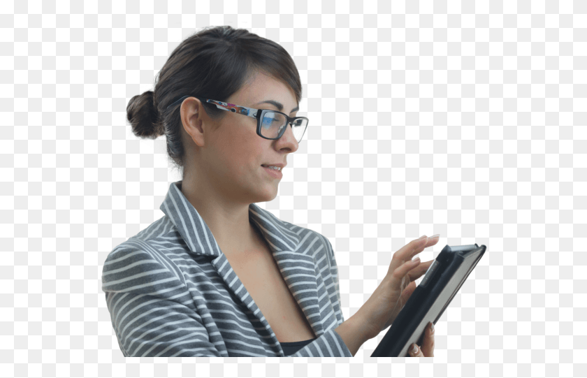 554x481 Woman Using Ipad, Person, Human, Computer HD PNG Download