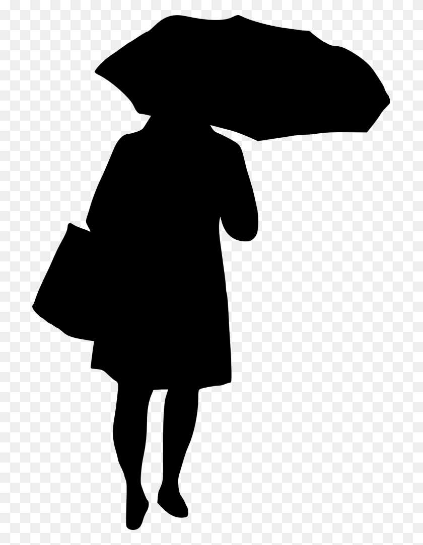 711x1024 Woman With Umbrella Silhouette Girl With Umbrella Silhouette, Gray, World Of Warcraft HD PNG Download