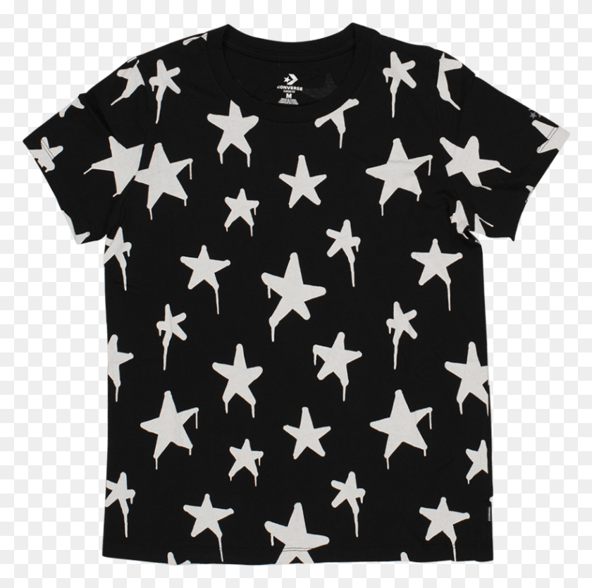 817x811 Women Converse Graffitti Star Crew T Shirt Black Es I Oon, Clothing, Apparel, Symbol HD PNG Download